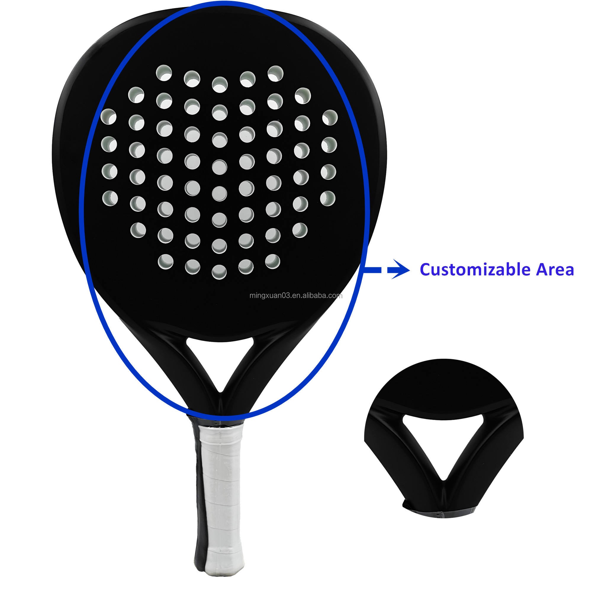 Best-Selling Round Padel Racket  Full Carbon Fiber Surface for Power & Control, OEM/ODM Factory Available, Same-day Shipping, Bulk Discounts. High-end Carbon Fiber 3K/12K/18K Padel Rackets