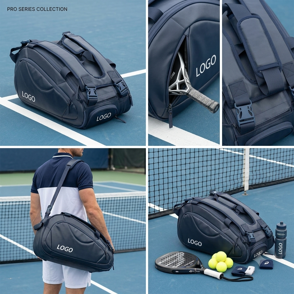 Pro Series Padel Racket Bag Professional Large Capacity Padel Racket Bag PU Lether Water Proof From Factory Custom LOGO