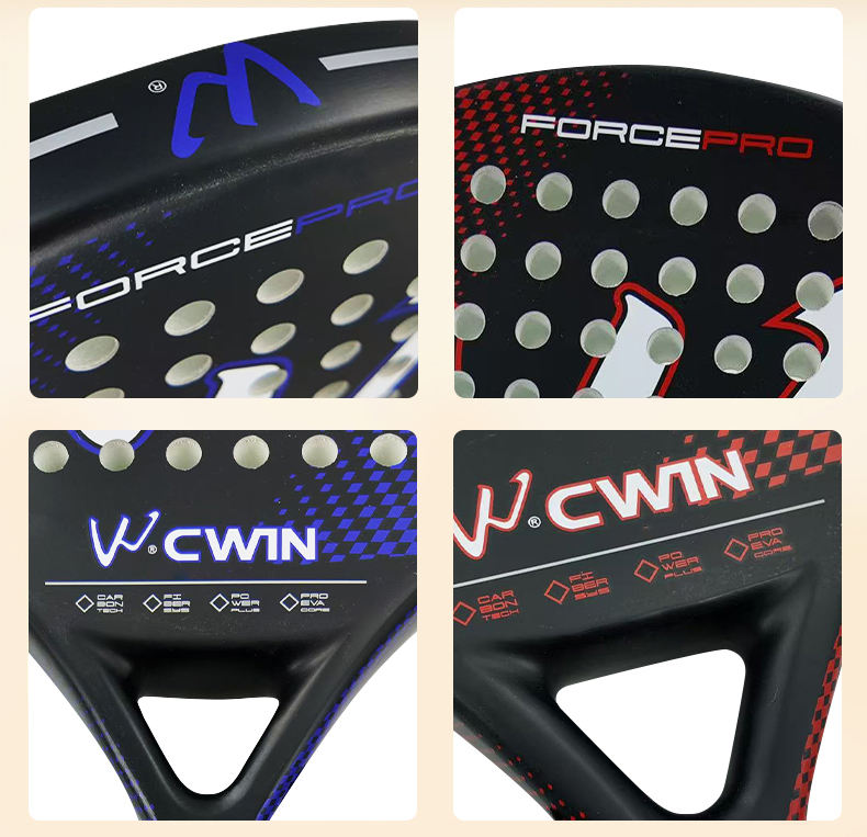 Camewin Carbon Fiber Paddle Racket Round Shape Gor Beginners Red and Blue Padel Rackets With Bag