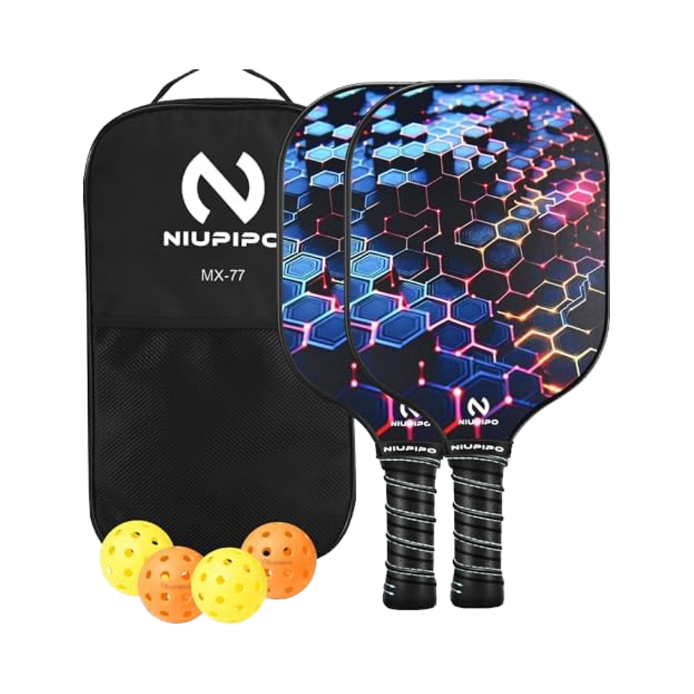 Pickleball Paddles Set of 2/4, Lightweight Durable Carbon Fiber Surface with Polypropylene Honeycomb Core Textured Carbon Fiber PP Honeycomb Core Pickleball Paddle Pickle Ball Paddles Thermoforming High Quality Custom Factory Pickleball Paddle