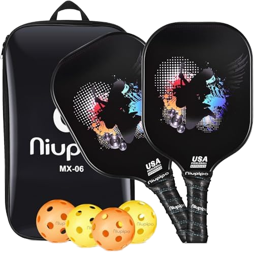 Pickleball Paddles Set of 2/4, Lightweight Durable Carbon Fiber Surface with Polypropylene Honeycomb Core Textured Carbon Fiber PP Honeycomb Core Pickleball Paddle Pickle Ball Paddles Thermoforming High Quality Custom Factory Pickleball Paddle